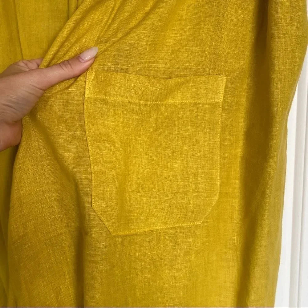 NWOT Banana Blue Aliana Linen Mustard Yellow Pants - Picture 9 of 12